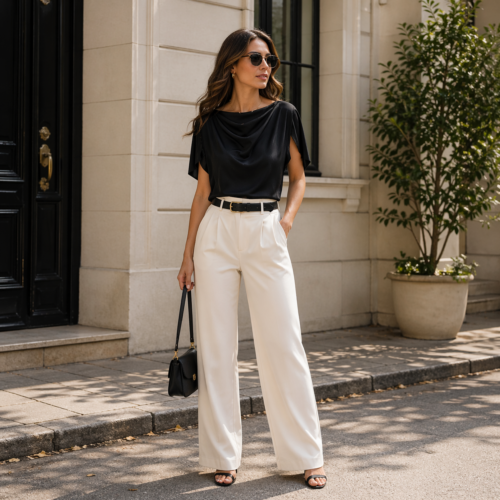 Black Velvet Draped Short Sleeve Blouse